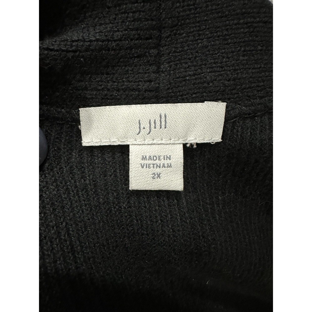 J.Jill Open Short Sleeve Black Ribbed Knit Cardigan Size 2X Fall Layering - Picture 5 of 7